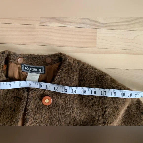 VINTAGE - Dolce Bella Alpaca Wool Mohair Textured Coat | Brown Swing Coat L/XL - Picture 7 of 13